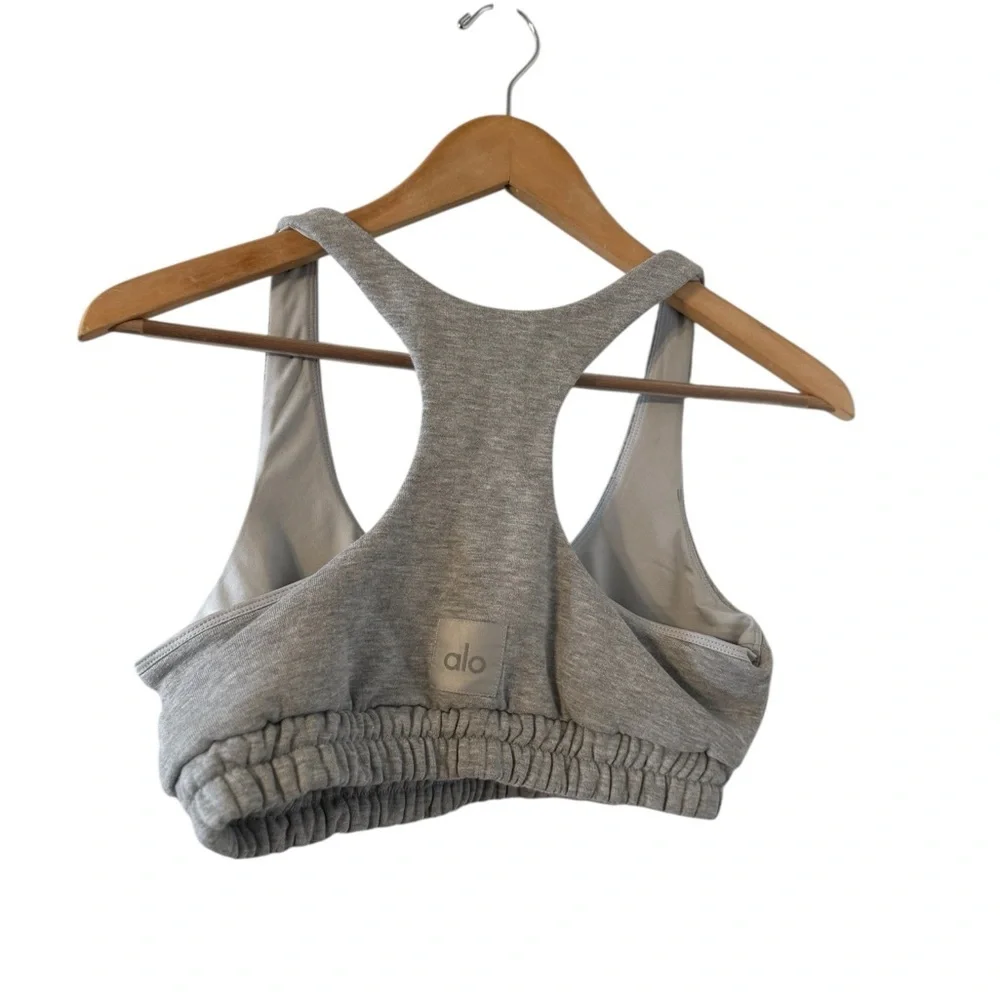 ALO Yoga Scoop Neck Gray Sweatshirt Sports Bra Tank Top